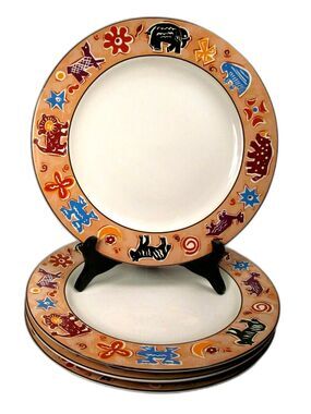 Furio Contemporary Casuals Zoo Animal Dinner Plates bundle of 4